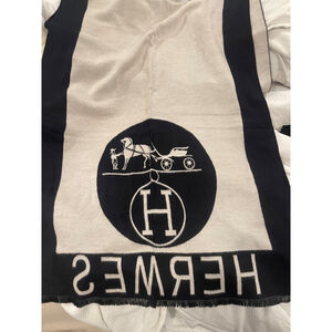 Hermes Scarf Black White